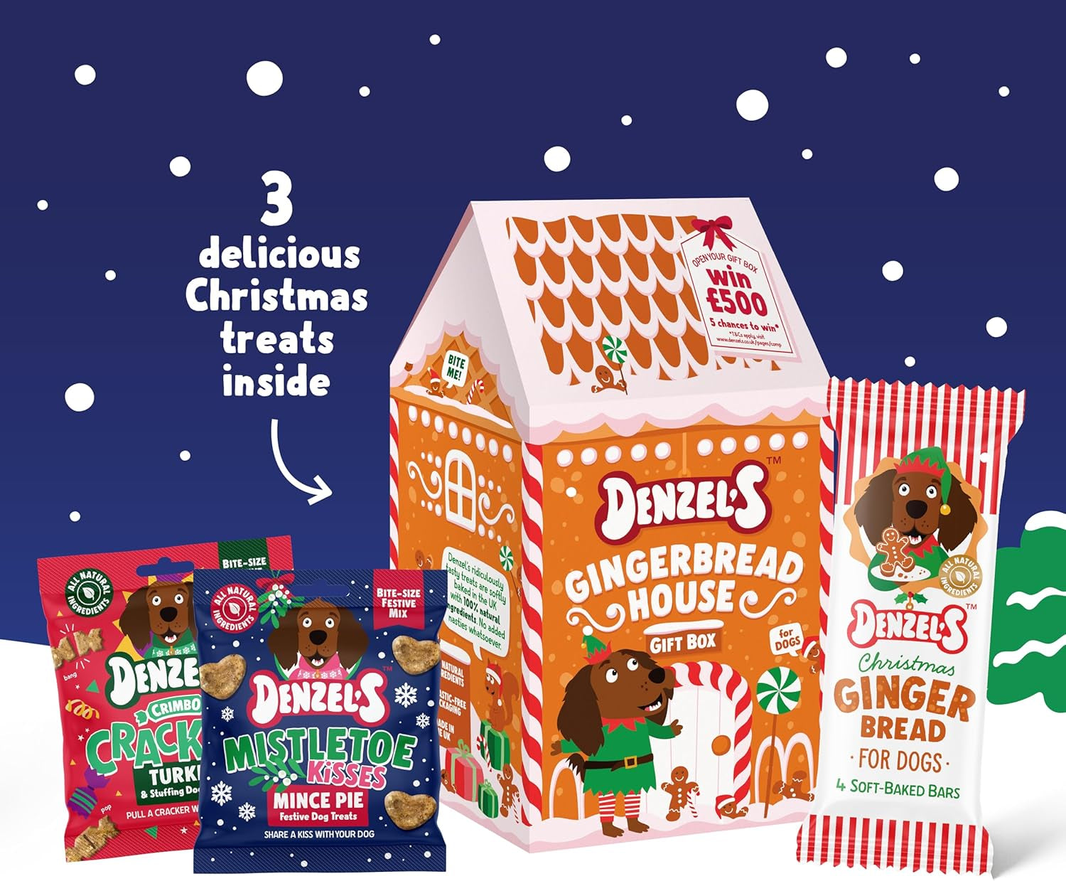 Denzel’S Christmas Dog Treats - Gingerbread House Gift Box for Dogs (140G)