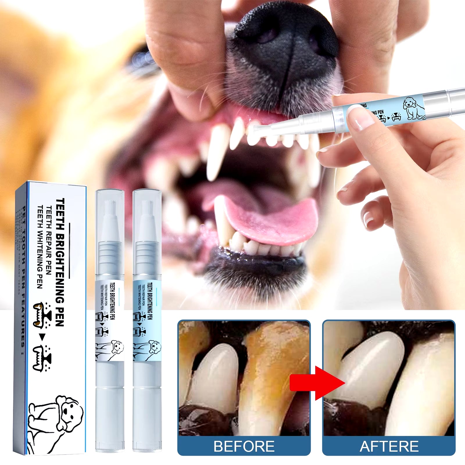 Pets Teeth Cleaning Tools Pet Beauty Toothbrush Clean Kit Tartar Remover Teeth Stones Scraper Dogs Tooth Stains Cleaning Pen