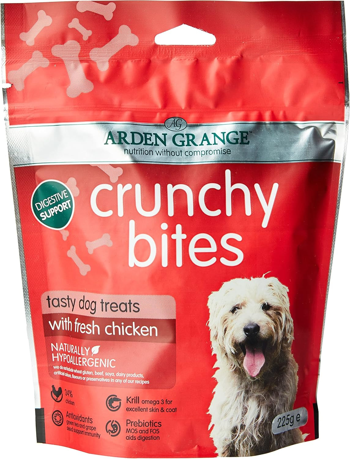 Arden Grange Crunchy Bites Dry Dog Treats Chicken, 225 G