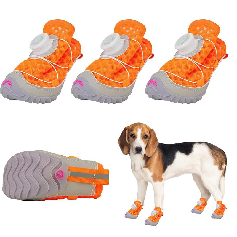 Dog Shoes for Large Small Medium Dogs, Breathable Mesh Dog Boots & Paw Protectors for Summer Hot Pavement Winter Snow, Secure-Fitting Waterproof Anti-Slip Dog Booties for Hiking Hardwood Floors